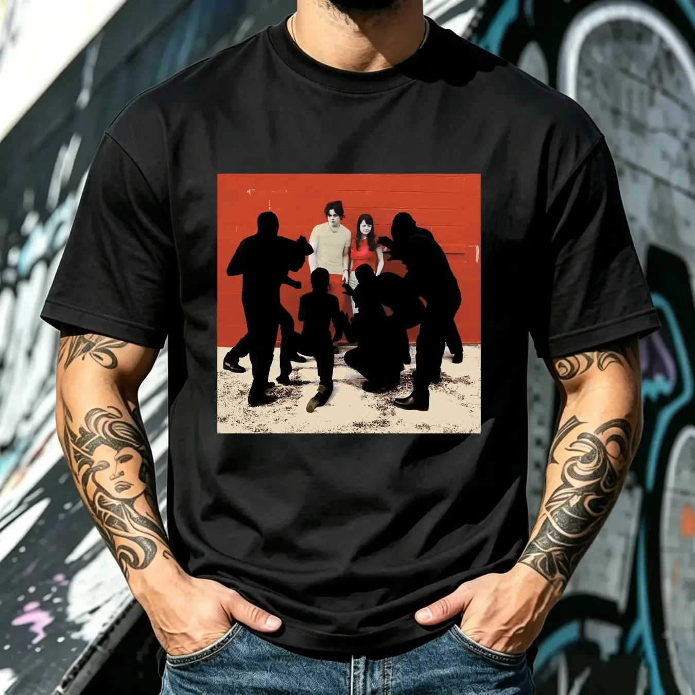 washed T Shirt THE WHITE STRIPES Elephant JACK Meg Black LARGE L Punk Indie Band long or short sleeves vintage Washed