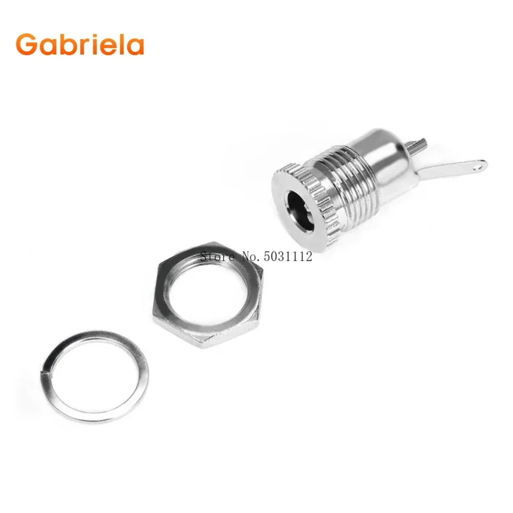 5/10PCS DC-099 5.5 mm x 2.1mm 2.5mm DC Power Jack Socket Threaded Female Panel Mount Connector Adapter Metal Open Hole 5.5*2.5mm