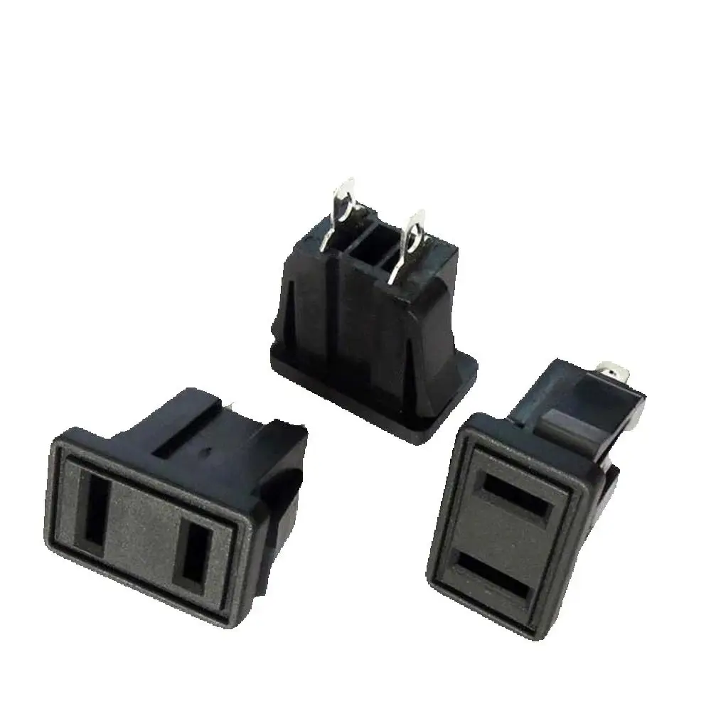 5/20/50pcs Black 2pin US Industry Panel Power Outlet Japan American Electrical AC Power Socket 250V 10A 2 prong Inlet Receptacle