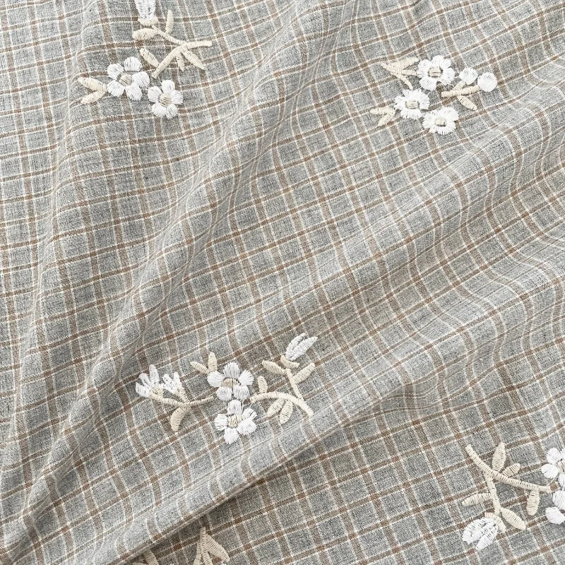 

Bohemian Checkered Embroidered Cotton Fabric for Dresses Shirts Kids Clothing and Cottagecore Bedding Sewing Design DIY Fabrics