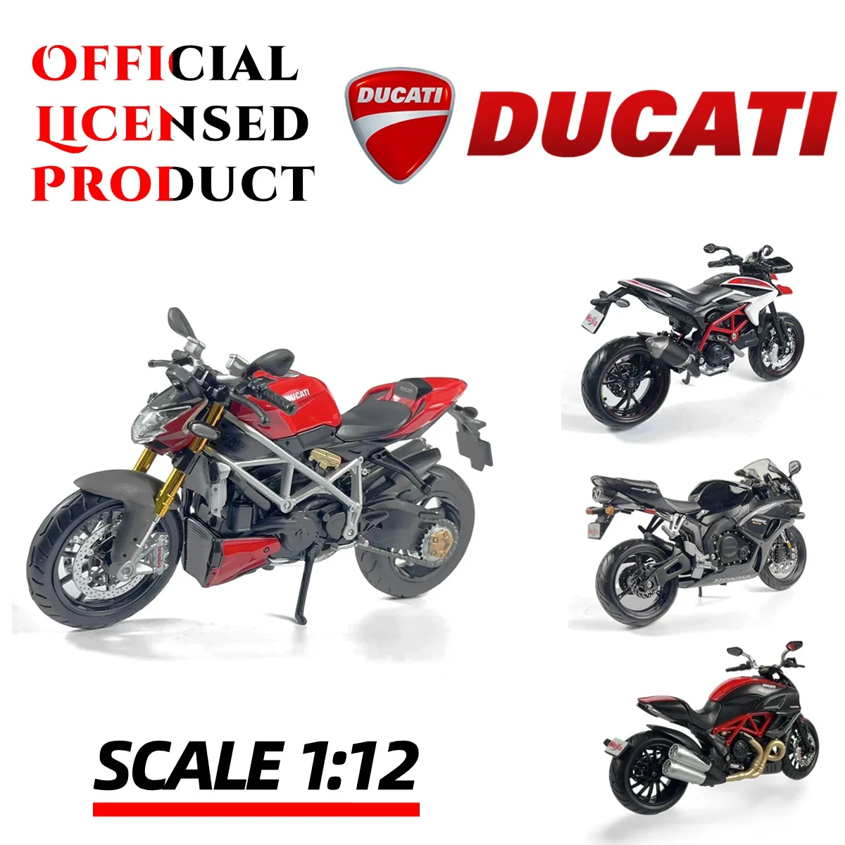 

1:12 DUCATI Diavel Carbon Hypermotard Streetfighter Replica Motorcycle Bike Model Souvenir Collectible Moto Diecast Vehicle Toy