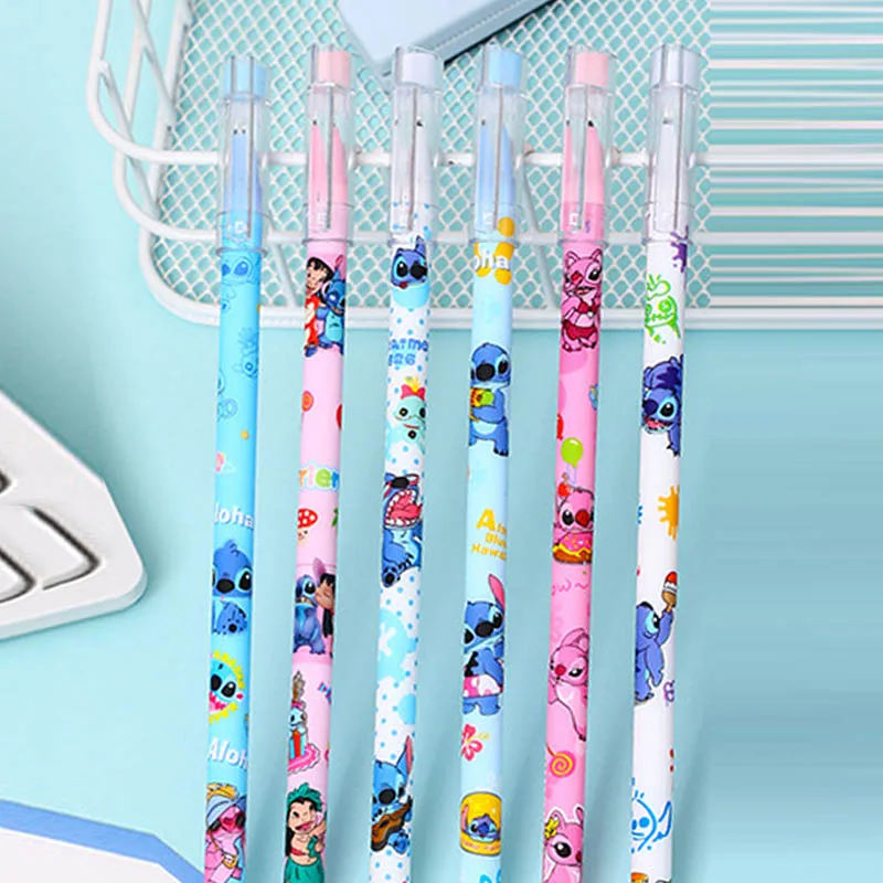 6-12 stücke Nette Cartoon Stich Löschbaren Stift Cartoon Kappe Pull Stift Kreative Student Schreibwaren Blau 0,5 Urlaub Geburtstag geschenk
