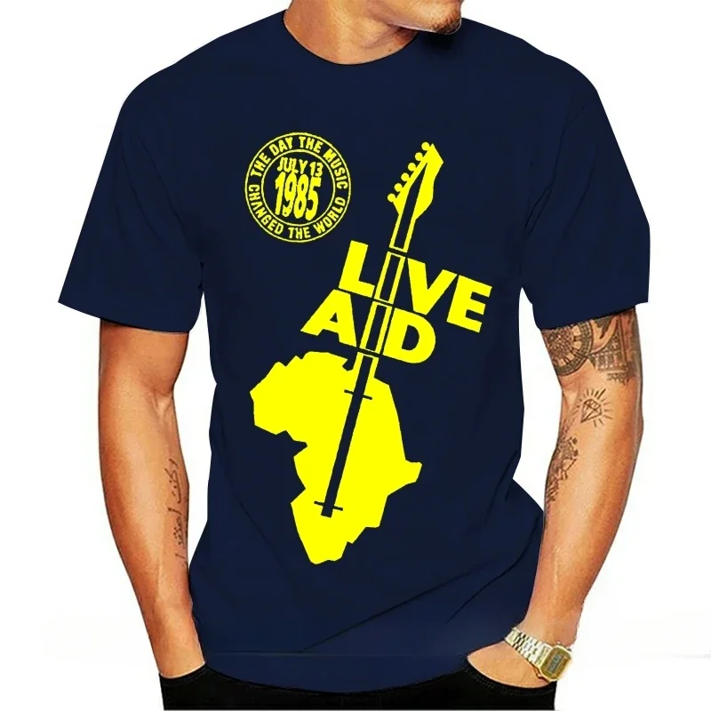 

harajuku men's t-shirts Tops Tee graphic T shirt mens summer in Tops New Cool LIVE AID 1985 Rock Music Concert Men's T-Shirt2024