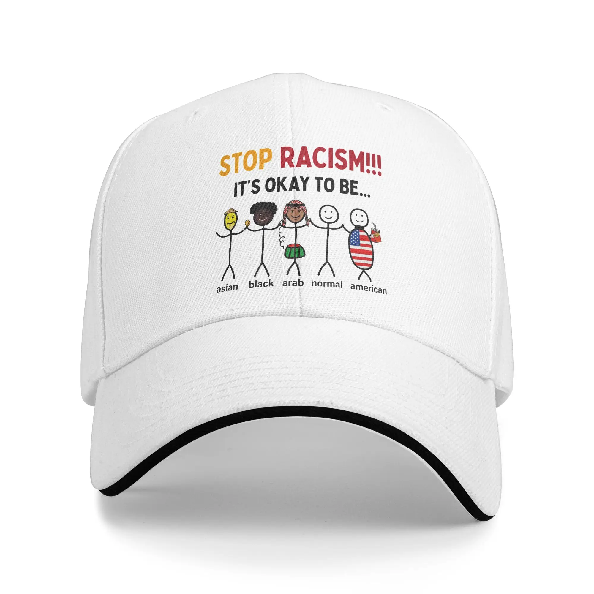 Stop Racism It's Okay to Be Baseball Cap Men Adult Hip Hop Hats Summer Street Style Kpop Rock Sun-Proof Baseball Caps