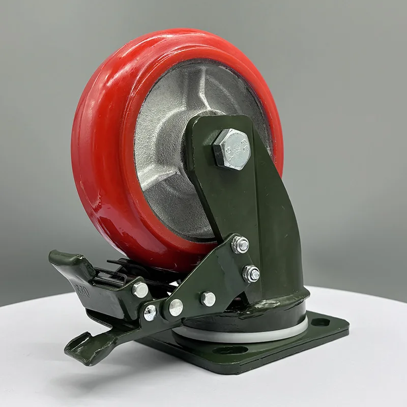 4 5 6 8 Inch Heavy Duty Polyurethane Caster Wheels Industrial Swivel Rigid Brake Casters Silent Wear Resistant Roller Wheels