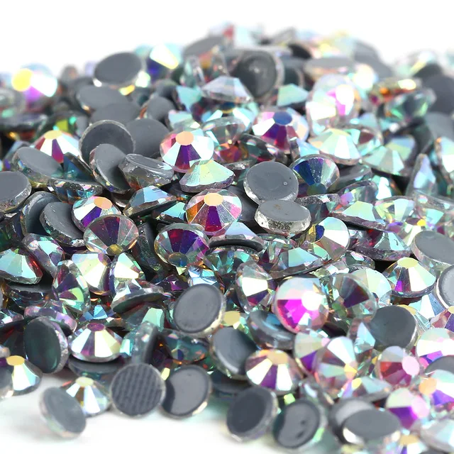 Glass Crystal AB/Clear Hotfix Rhinestone Flat Back Iron On Strass Crystal Stones Hot Fix Rhinestones For Fabric Garment