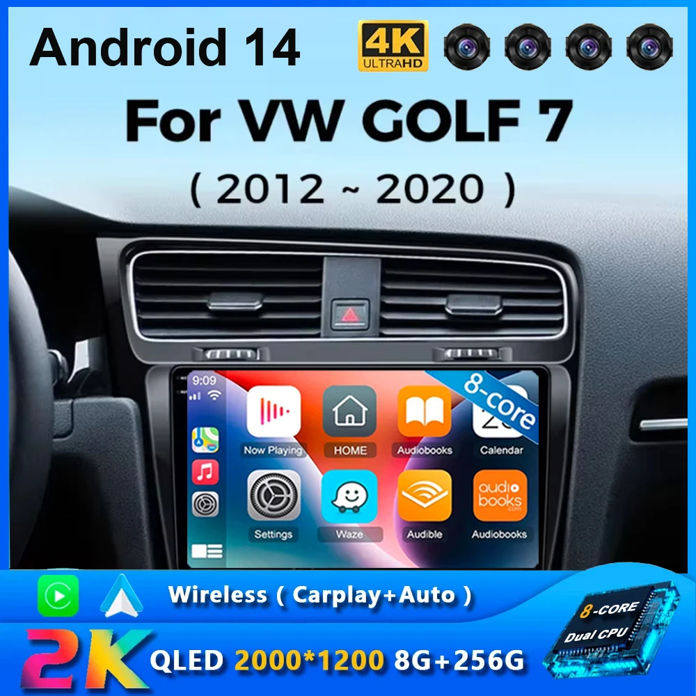 

Wireless CarPlay Android 14 Auto Radio For Volkswagen VW Golf 7 2013 - 2017 Car Multimedia Player GPS 2din Autoradio
