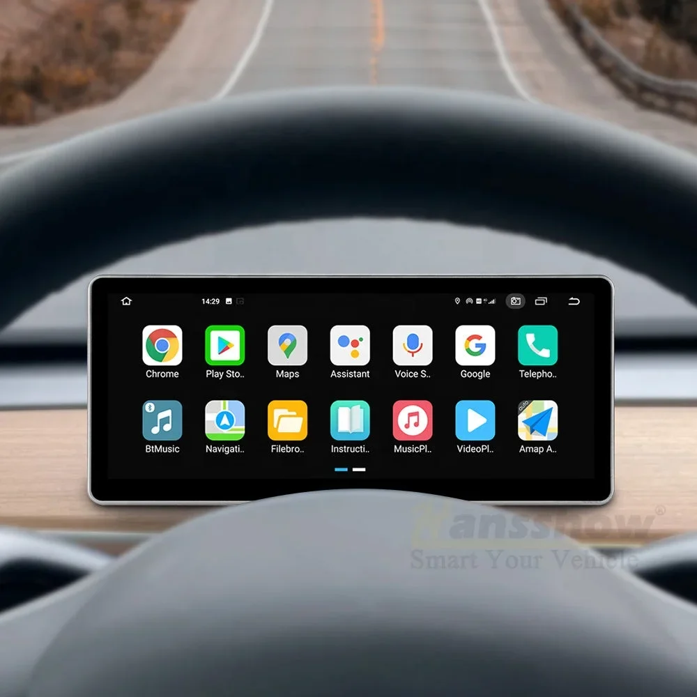 

Hansshow Model 3/Y Wireless Apple Carplay Android Auto Wi Fi 4G Voice Assistant Display Screen for Tesla Dashboard Touch Screen