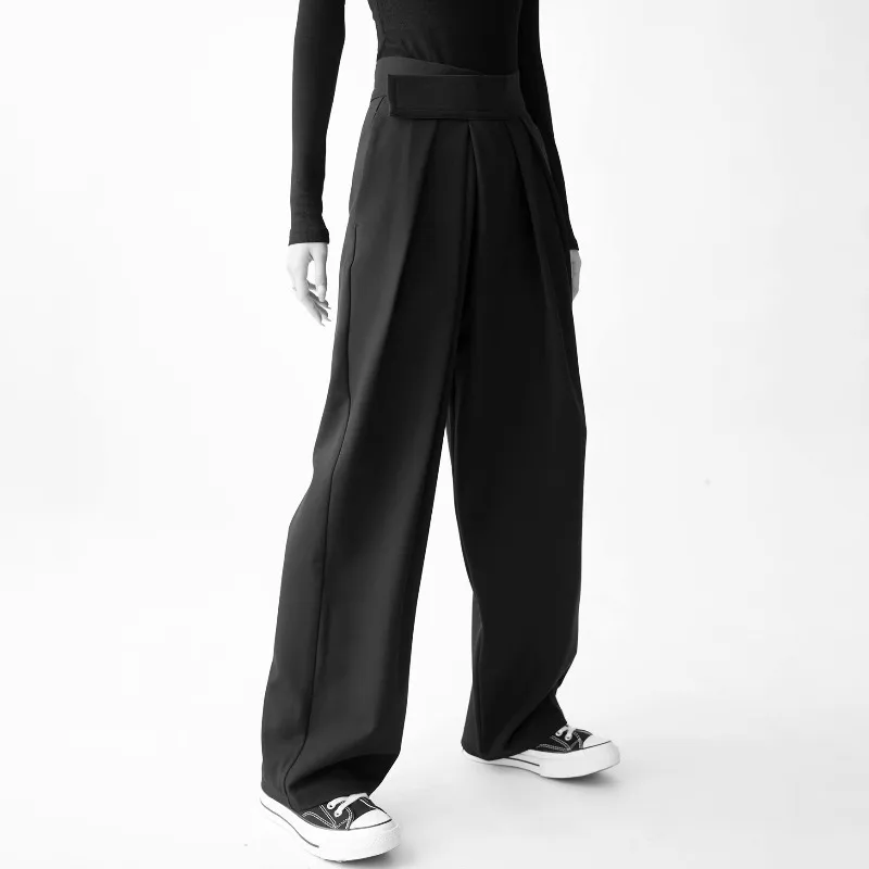 Black Suit Pants Wide Leg for Women Spring Autumn New Hanging Feeling Floor Dragging Pants Office Lady Cool Full Aura Unleashed