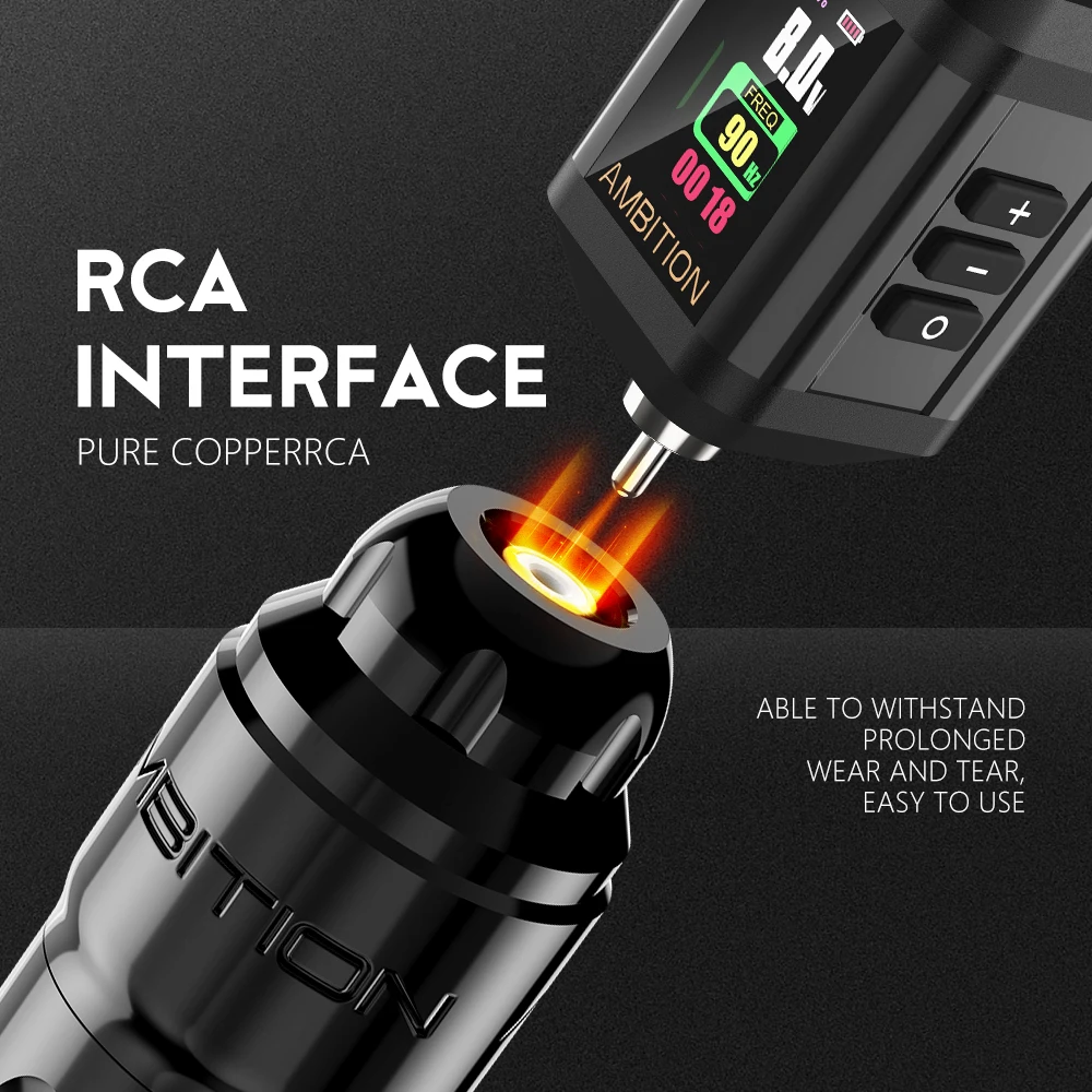 Ambition Lutin Stroke 4.0+3.5mm Straight Rod Rotaty Tattoo Machine Tattoo Pen Brushless Motor Match 2200mAh RCA Wireless Battery