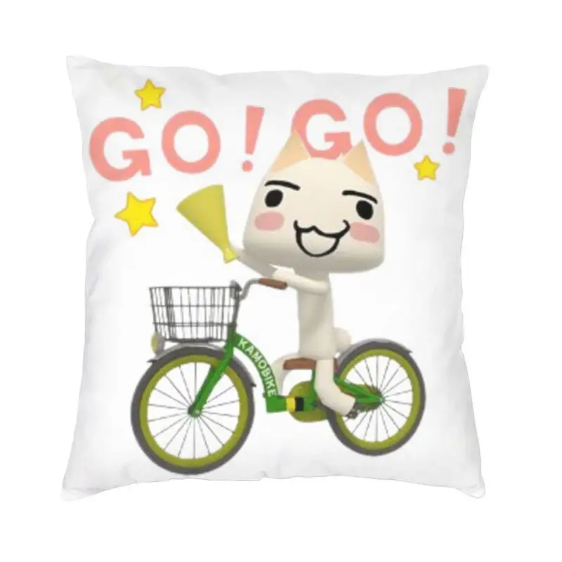 Toro Inoue Cat Riding Bike Cushion Cover 40x40cm Velvet Throw Pillow Case for Sofa Car Square Pillowcase Living Room Decoration