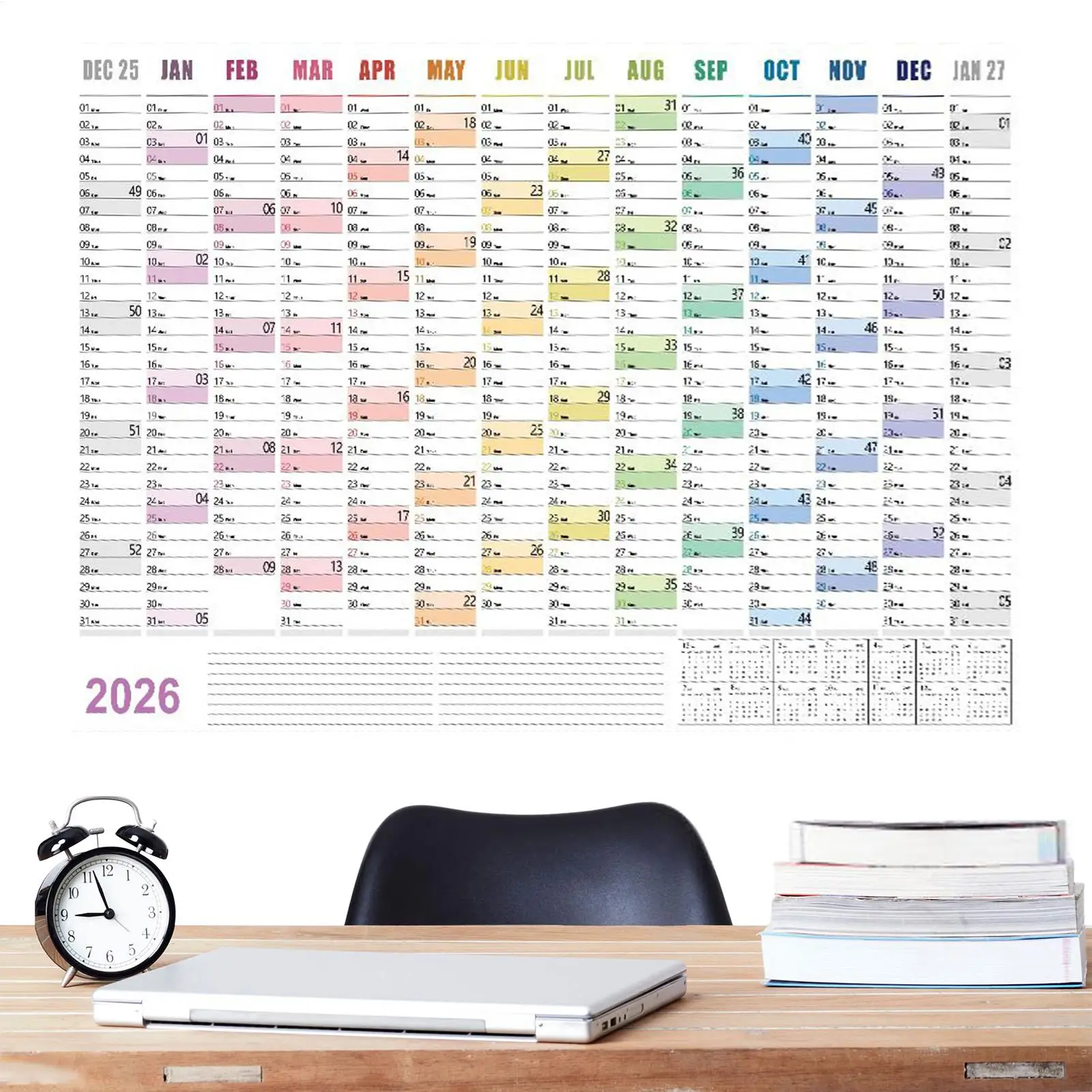 2026 Wall Calendar Poster with Stickers Large Planning Schedule Home Office Organization Time Management Tool