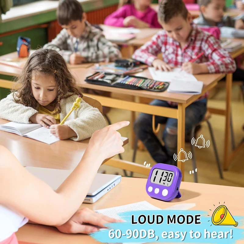 Classroom Timer for Teachers Kids Large Magnetic Digital Timer Teacher Supplies 6 Pack-Pink,-A57M
