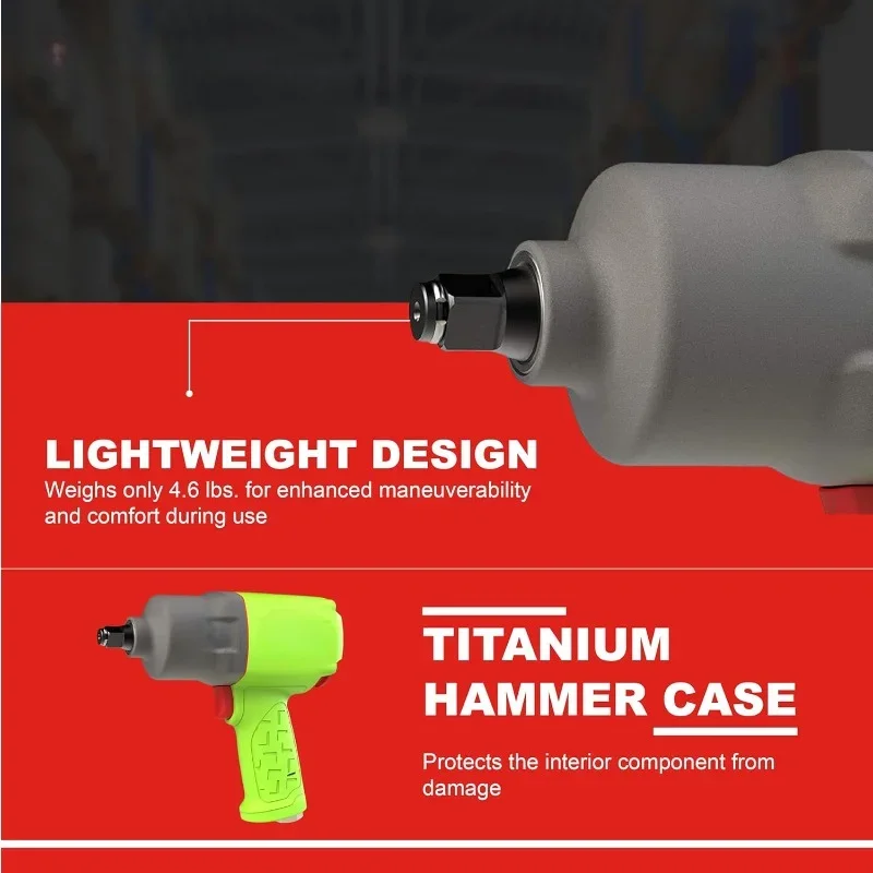 Rand 2235TiMAX-G 1/2” Drive Air Impact Wrench, Lightweight 4.6 lb Design, Powerful Torque