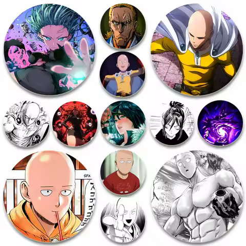 Anime One Punch Man Simple Button Pins,Saitama Genos Jenos Sonic Tatsumaki Fubuki Garou Brooches,Daily Stylish Ornament Badge