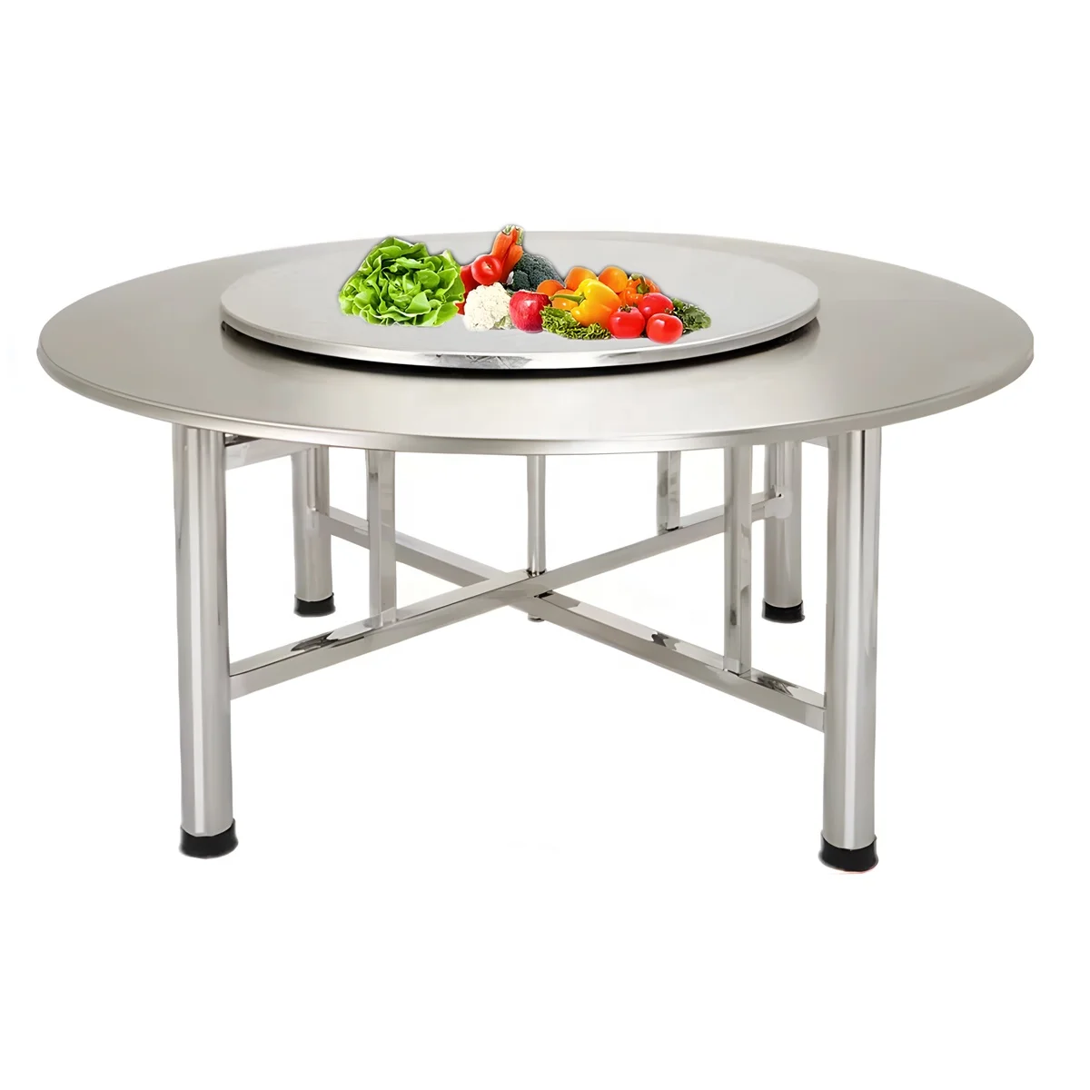 Multi-function Garden Outdoor Table Restaurant Patio Foldable Tables Multi-function Stainless Steel Dining Table with Turntable