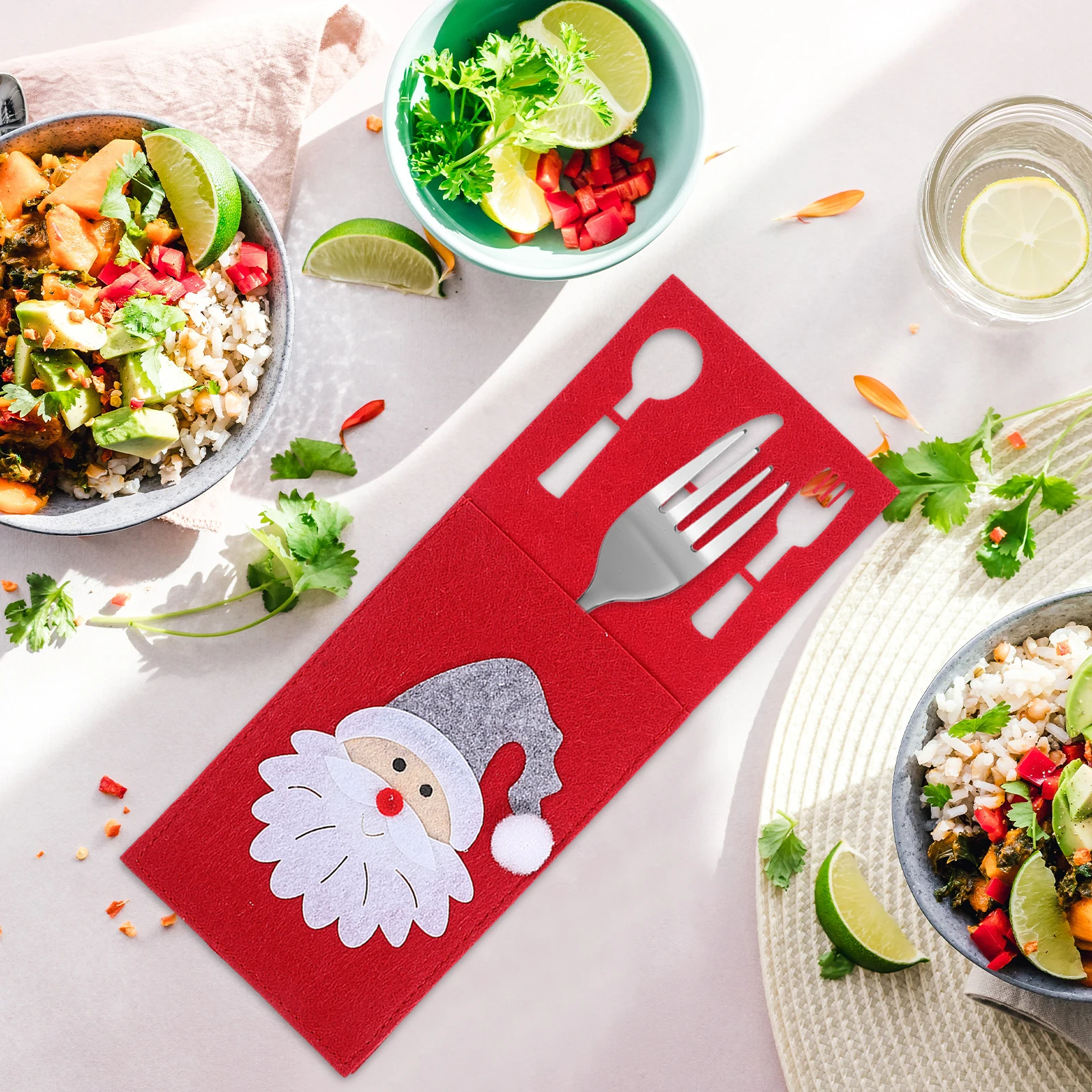 

Covers Cutlery Bag Set Spoons Adorable Tableware Christmas Cloth Holder For Party