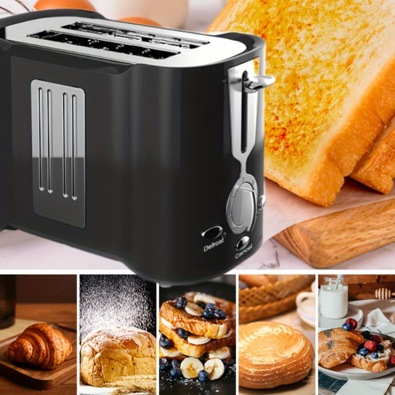 2 Slice Toaster, 6 Browning Settings, Defrost/Reheat, Extra Wide Slots, Compact Stainless Steel Bread Toaster for Home Kitchen