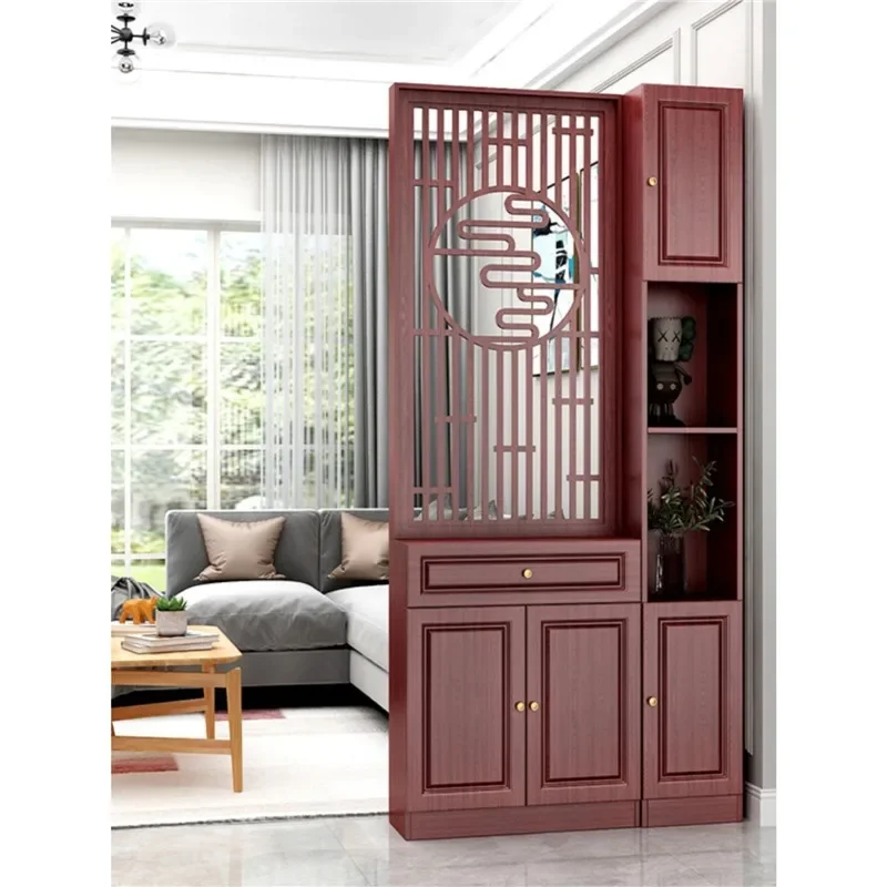 Living room solid wood room cabinet modern new Chinese style screen partition entrance cabinet entry door cover two sides open