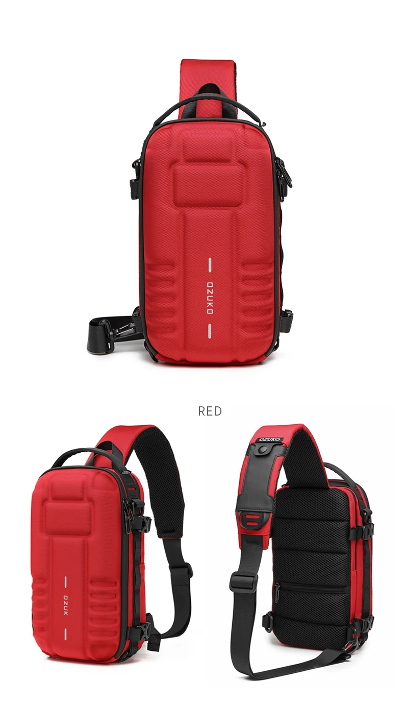OZUKO Chest Bag Hard Shell Men Sports Shoulder Bag Multifunctional Large Capacity Waterproof High Quality Outdoor Tactical Bag