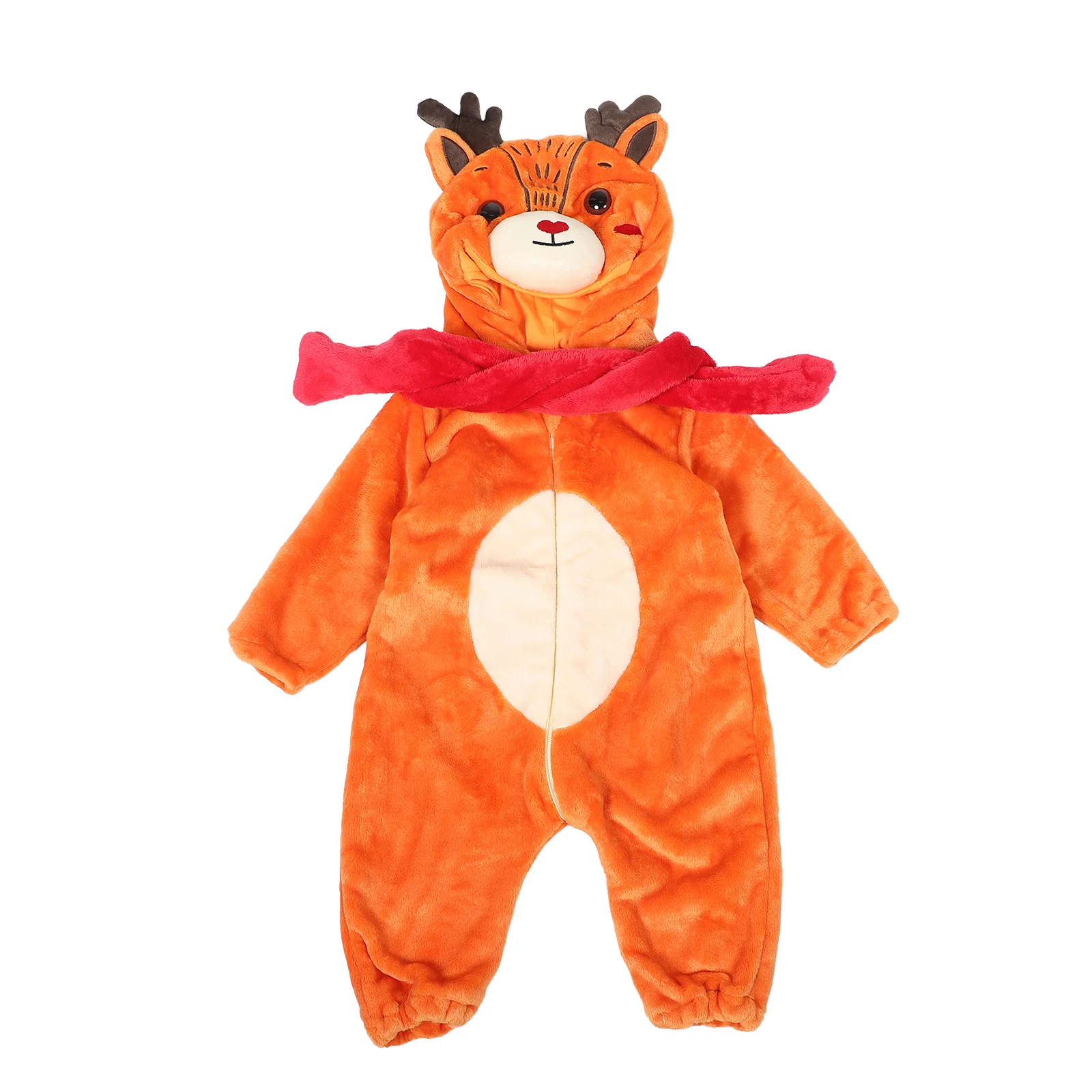 

Unisex Baby Reindeer Flannel Romper Warm Hooded One-Piece Sleepwear for Winter Christmas Halloween Cute Animal Costume