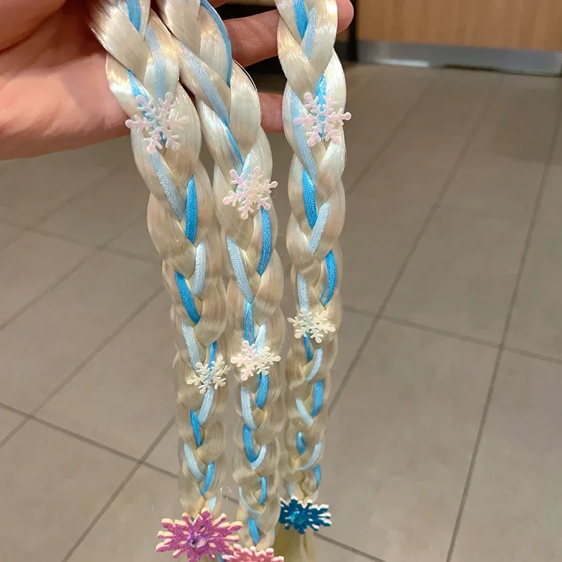 Disney Frozen Elsa Princess Kawaii Wig Braid Hairpin Accessories Girls Anime Figures Cartoon Toys for Kids Baby Hair Clip Gift