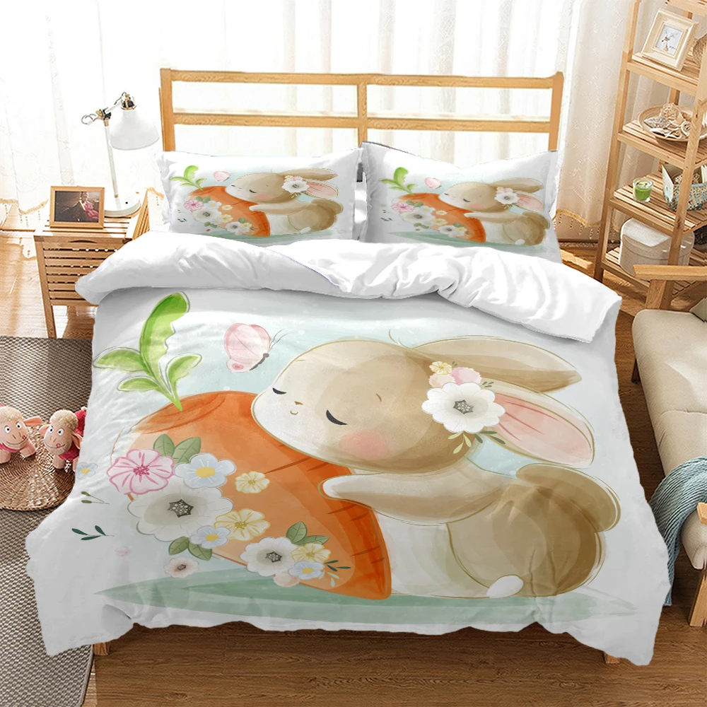 

Rabbit HD Print Bedding Set，Teens King Size Bedding Set，children's Bed Double Bed Duvet Covers Pillowcase Comforter Bedding Set