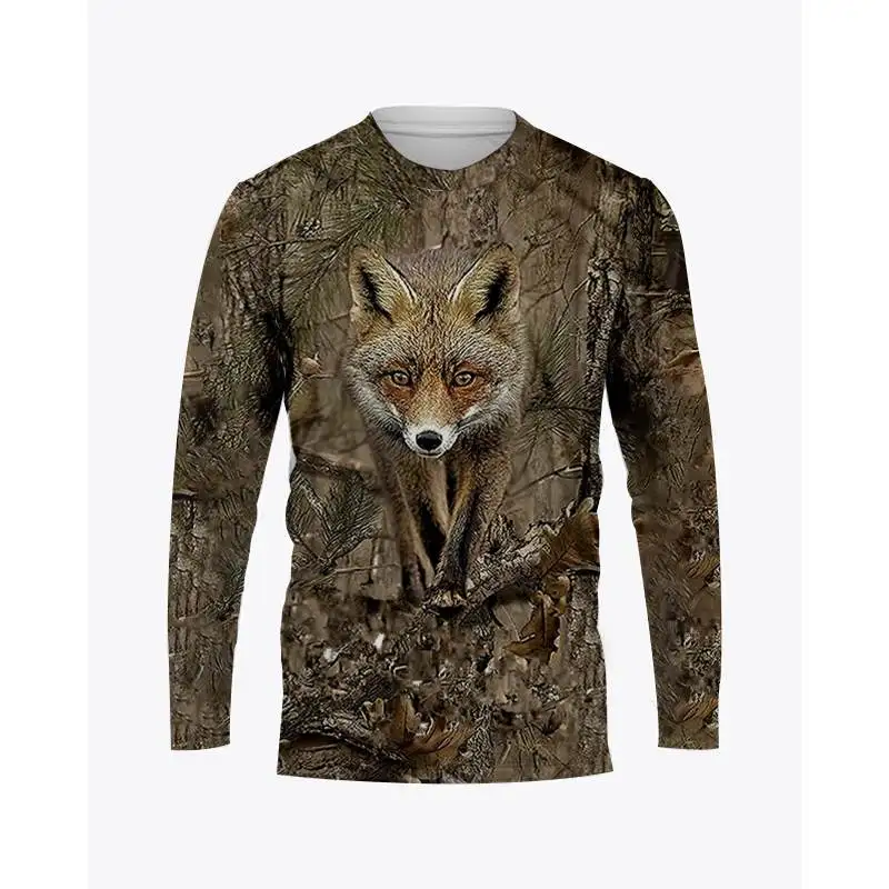 Camouflage Hunting Animals Print Summer Men/Women O-Neck T-shirt Casual Long Sleeve Oversized Pullover Fashion Tops Men Clothing