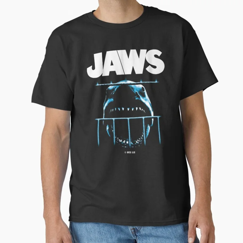 

JAWS The Movie Great White Shark Attack 80s Retro Horro film Jaws 50Th Anniversary gift t shirt Large size tops S-6XL cloting