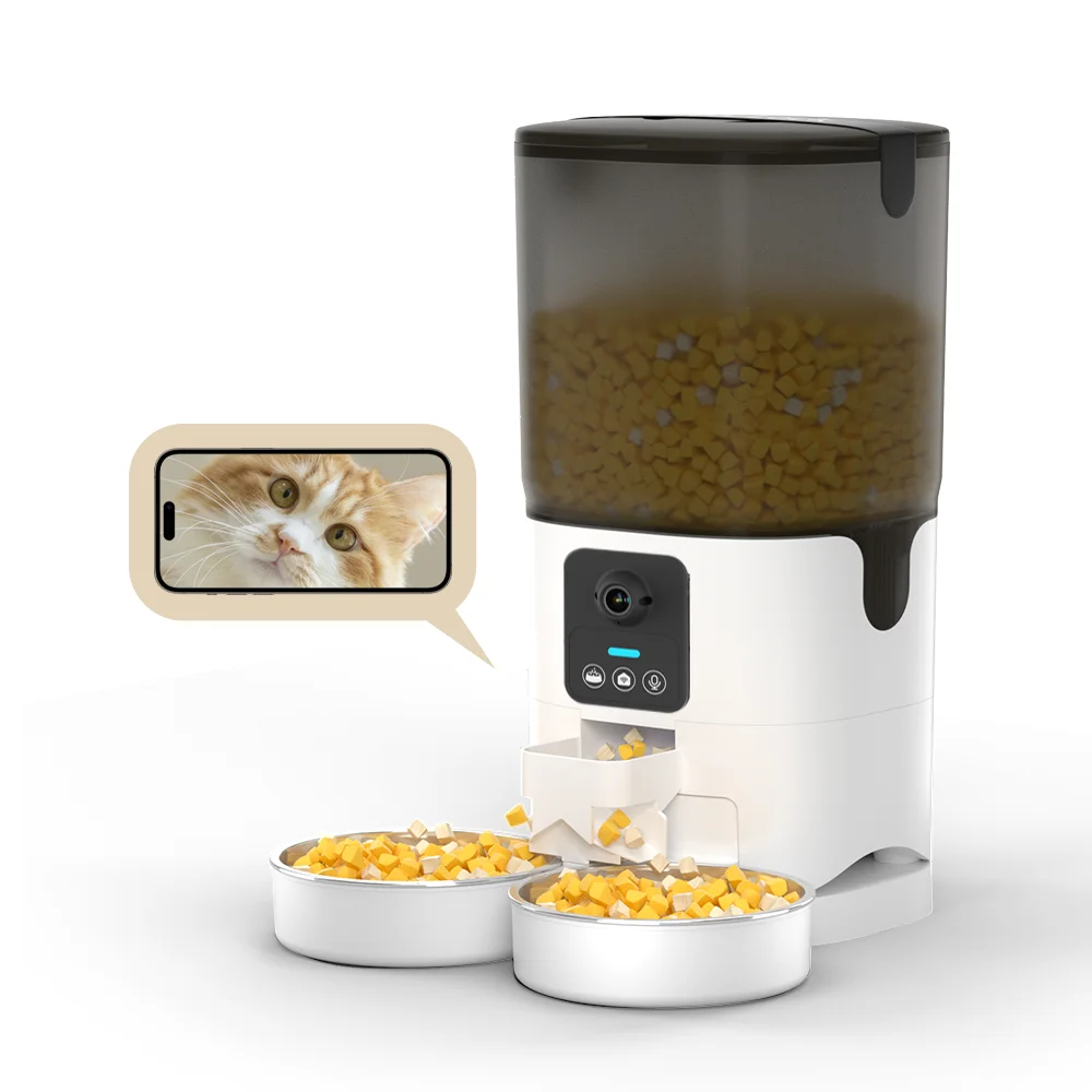 Papifeed New Design Cat Automatic Feeder with  Smart Pet Feeder Dog Food Dispenser Smart Pet Bowls with Double Bowls