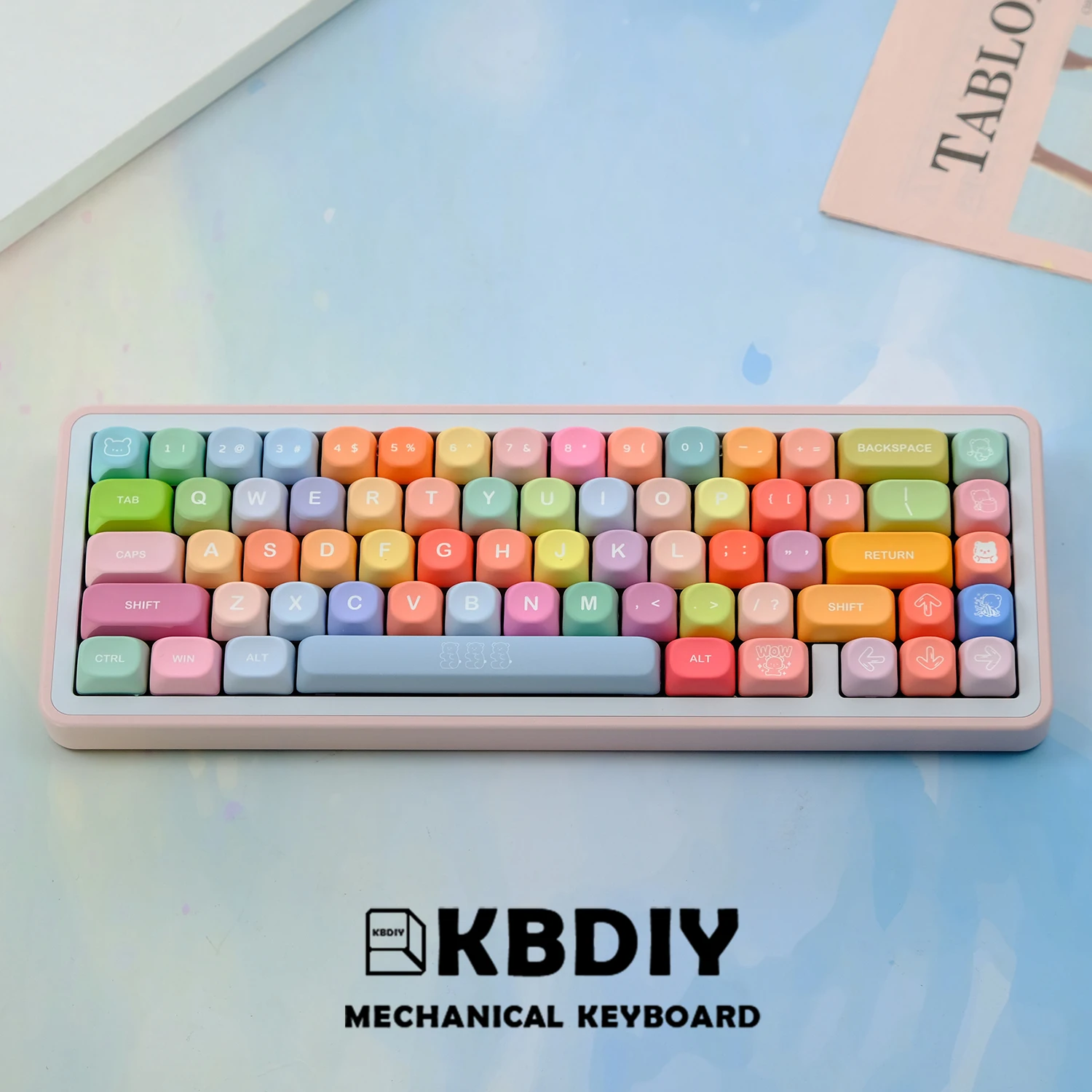 Imagem -02 - Kbdiy-bonito Teclado Mecânico Keycaps Pbt Koa Perfil Gummy Bears Keycaps para Jogos Cor Personalizada 141 Teclas Caps para Gmk75 67 61