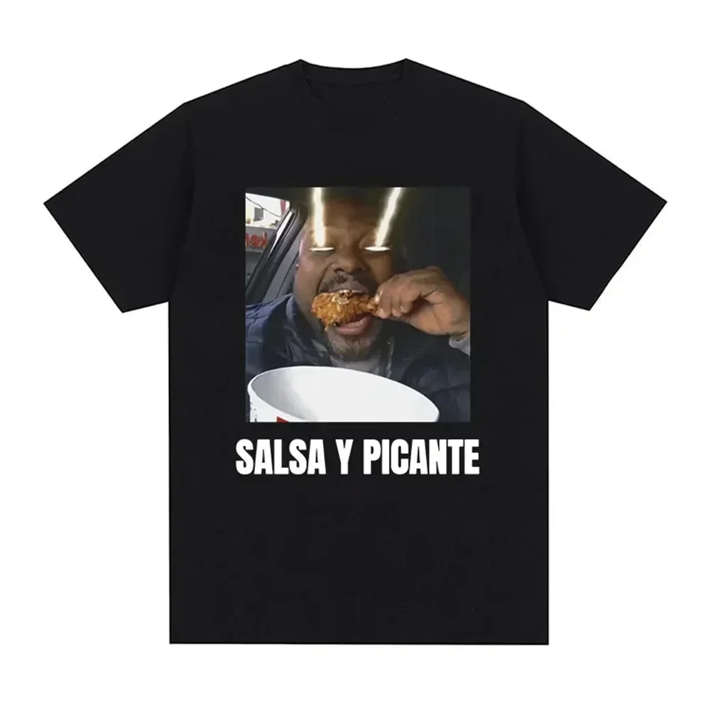 Camiseta estampada para hombre Y mujer, camisa de manga corta a la moda, divertida, de gran tamaño, con estampado de Don Pollo, Salsa Y Picante, de