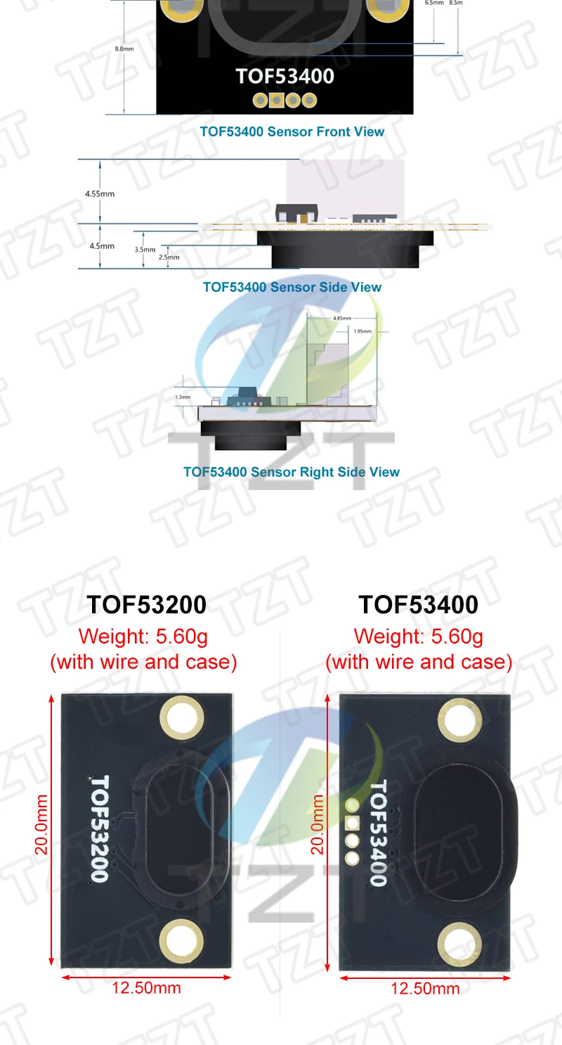 1/3 Stück TOF53200 TOF53400 2M / 4M Laser-Infrarot-Entfernungsmessungs-Sensormodul MODBUS IIC Serieller Modus für Arduino – Detail 5