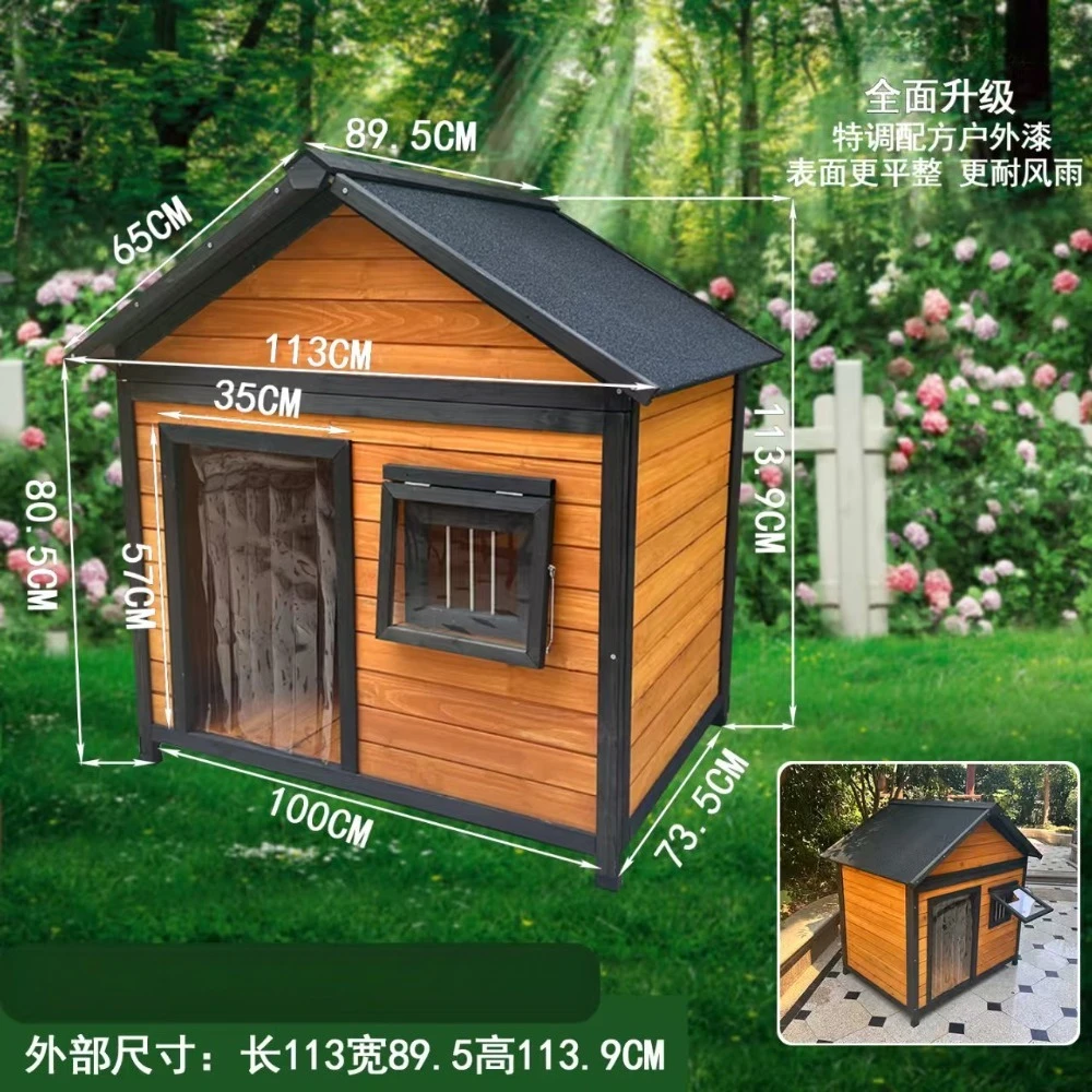 Outdoor Dog House Dog Cage All Seasons Wooden Kennel Outdoor Rainproof Dog House Warm Medium and Large Kennel
