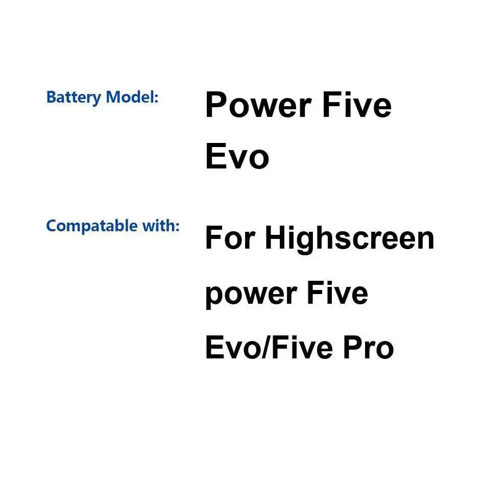 

Mobile Phone Battery For Highscreen Power Five Evo Pro Fast Charging 5000Mah Reliable Supply