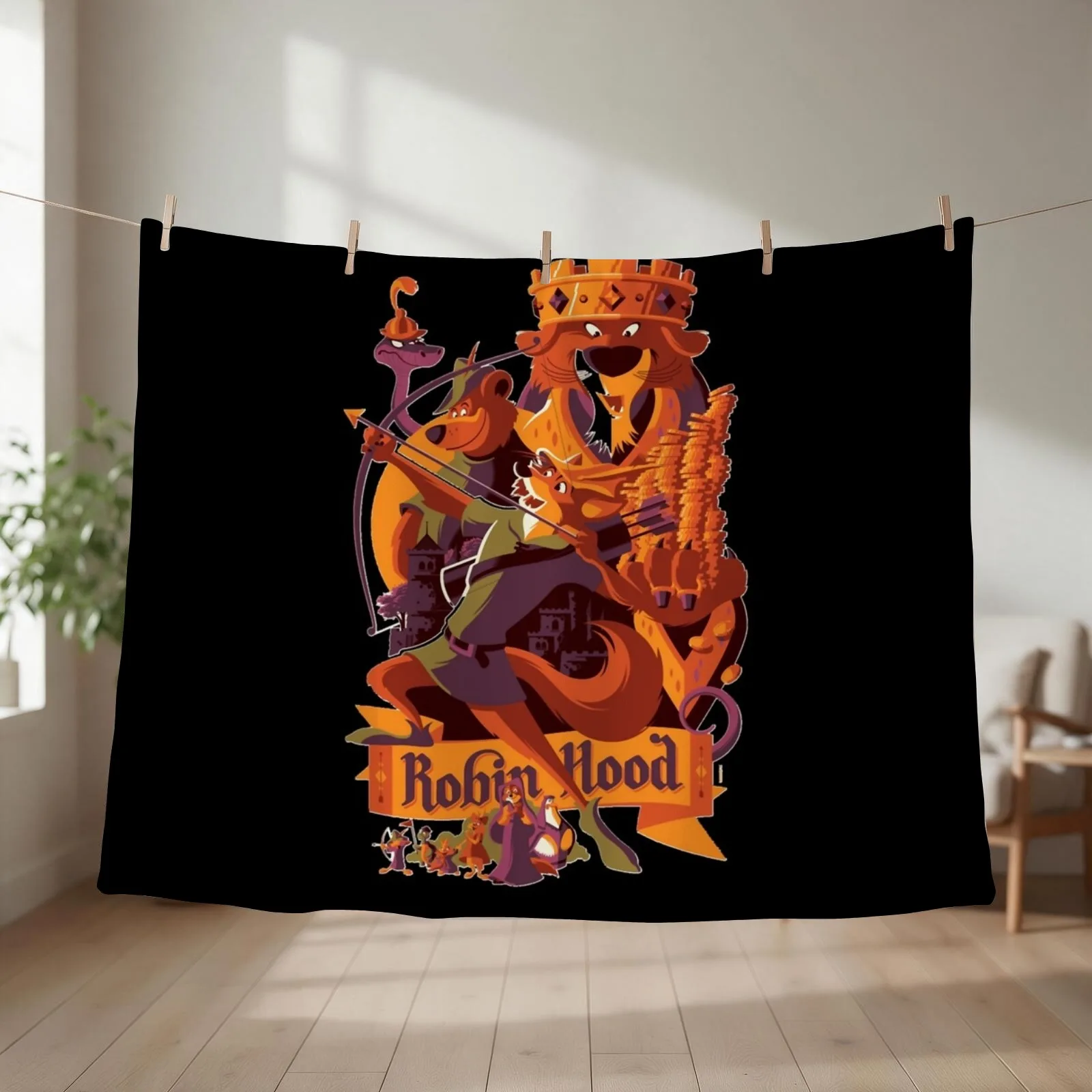 Robin hood cartoon merch Throw Blanket couch cozy soft plush fuzzy picnic outdoor blanket