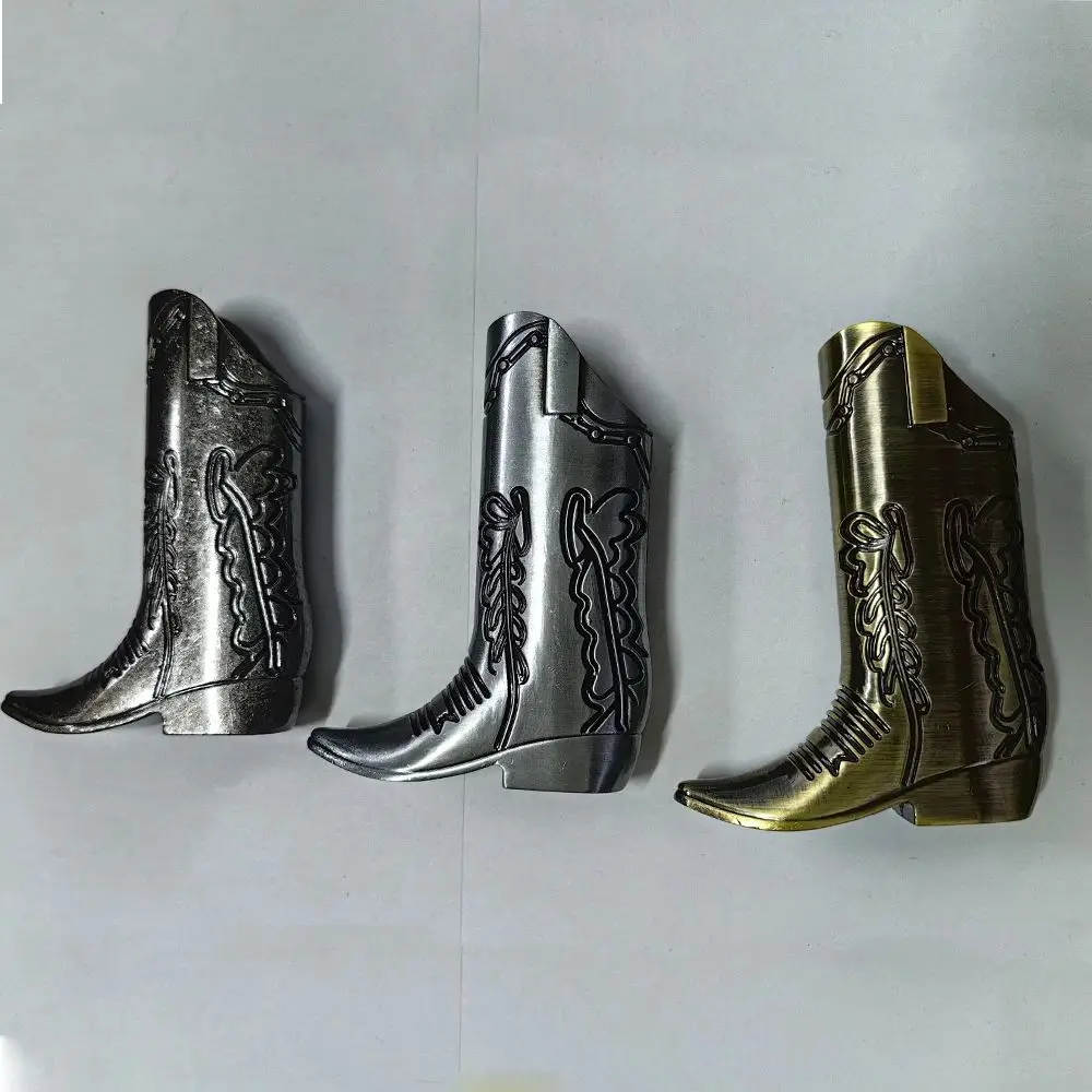 Retro Metal Western Cowboy Boots Lighter Case Decorative Cover for BIC Mini J5 Lighter