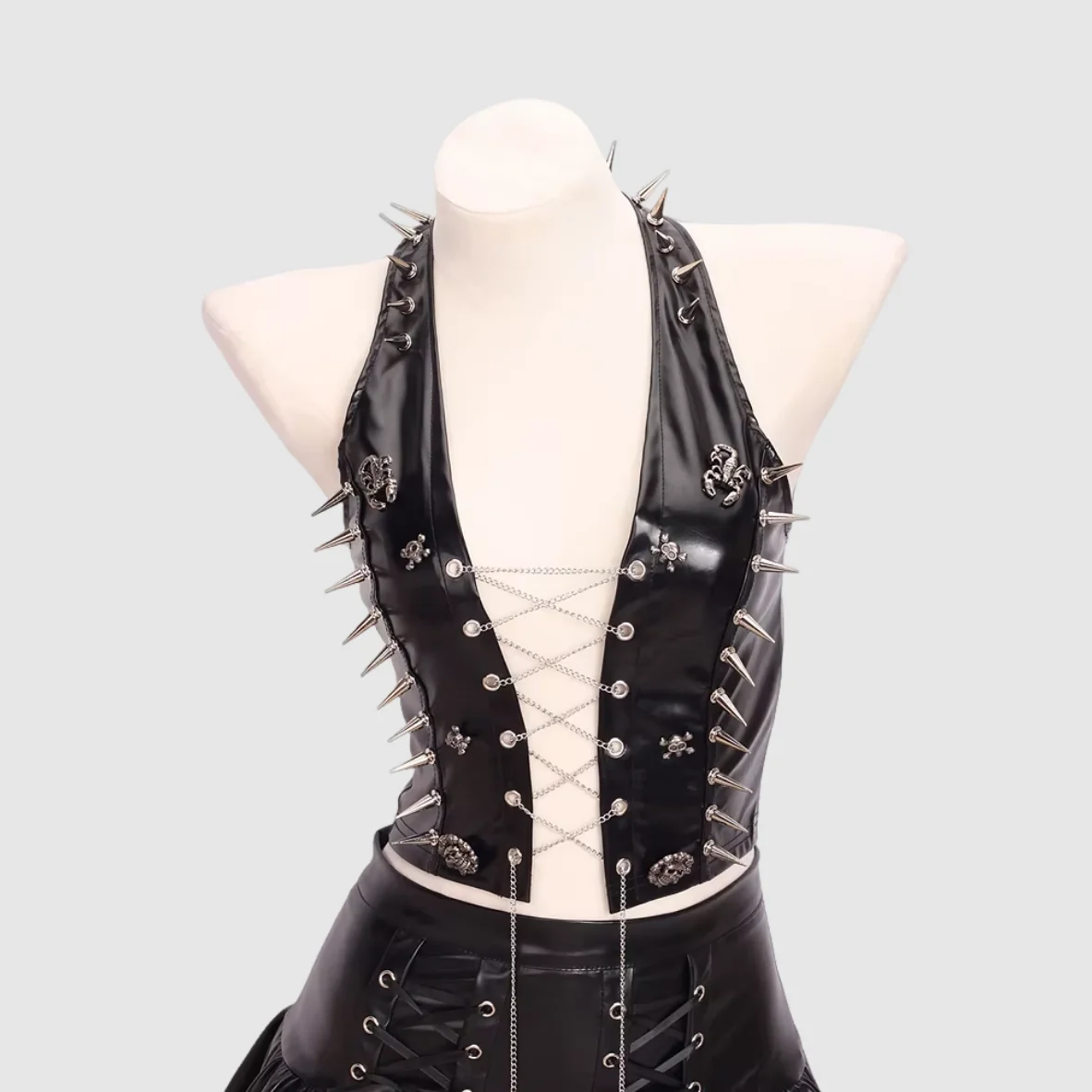 

y2k clothes Rivets Skull Tank Tops Gothic Tops Punk Tank Tops vintage tops crop top bustier top corset gothic clothes