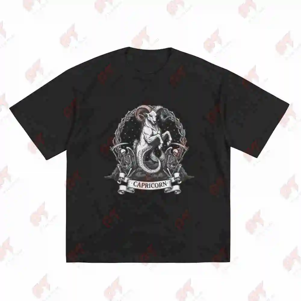 Capricorn Zodiac Gothic Astrology Short Sleeve Tee 100% Cotton T-Shirt