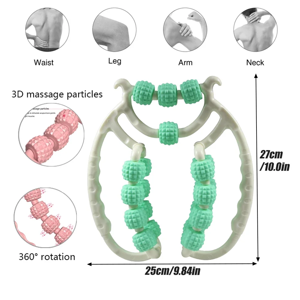 Circular Leg Clamps-360 degree 15 Wheels Muscle Roller Massager Muscle Roller for Leg Neck Hand Arm Muscle Relax Massager