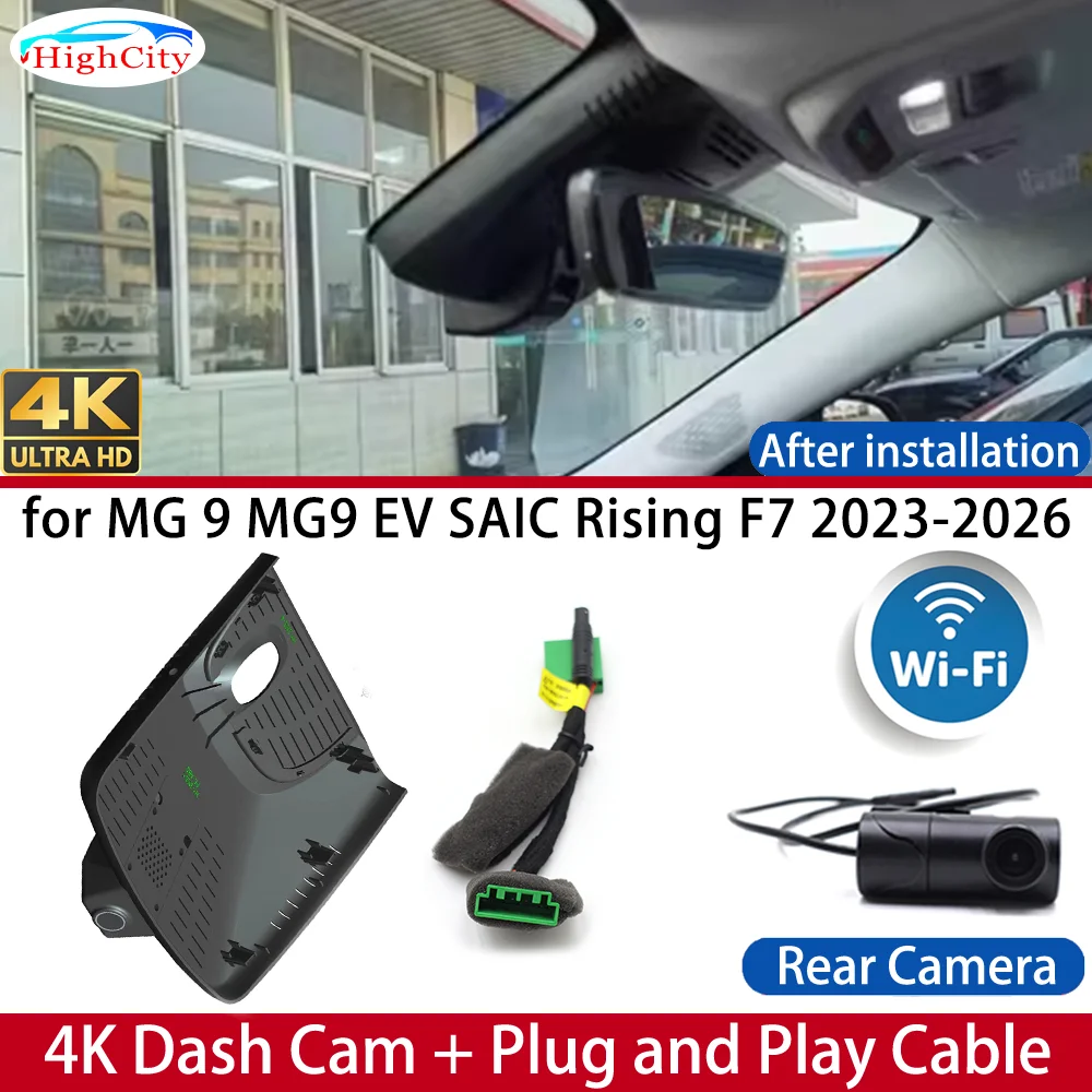 Dash Cam for MG 9 MG9 EV SAIC Rising F7 2023-2026 Front＆Rear 4K UHD DVR Wifi Dashboard Camera Video Drive Recorder 24H Parking