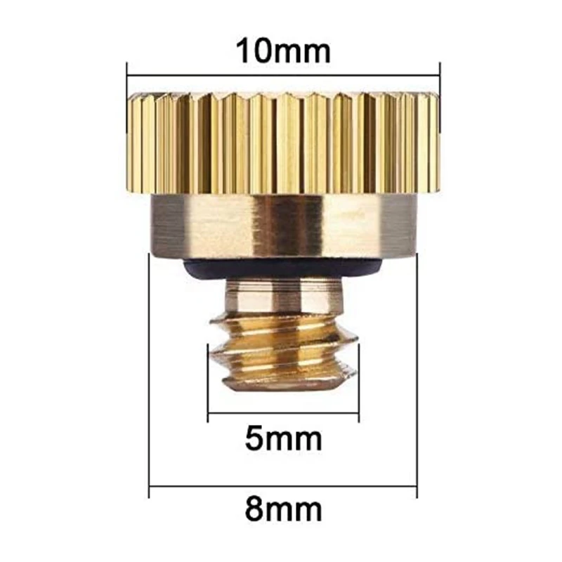 20 Pack Brass Misting Nozzles Tees, Dust Control Mist Nozzle Sprinkler For Outdoor Cooling System 0.3 Mm