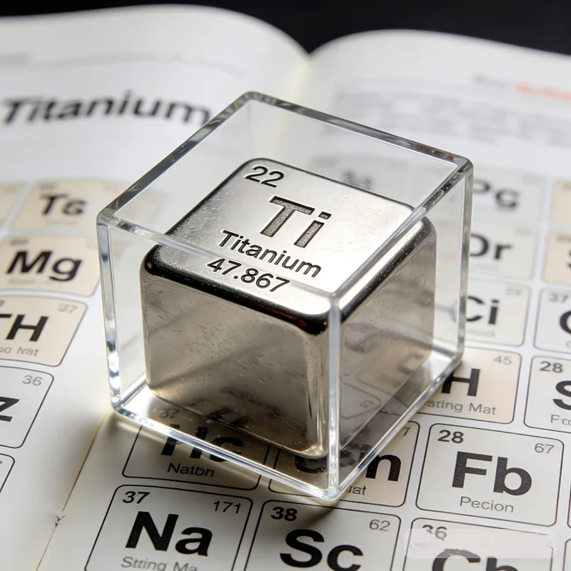 Titanium Metal Cube Pure Ti Element Periodic Table Collection Specimen Decorative Metal Block for Science Display Hobby Gift