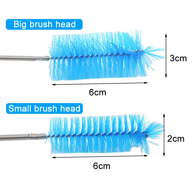 Aquarium Cleaning Brush for Water Filter Pump Lily Pipe Air Tube Hose Stainless Steel Fish Tank Brush Water Pump Accessories