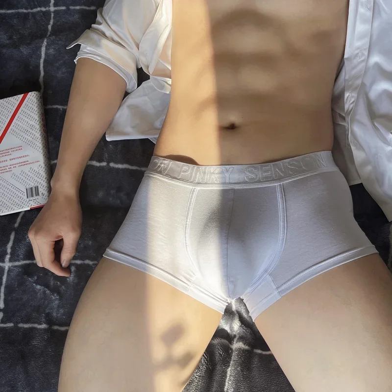 3pcs/lot men\'s underwear men\'s summer thin Modal breathable flat angle pure white trendy youth boxer shorts