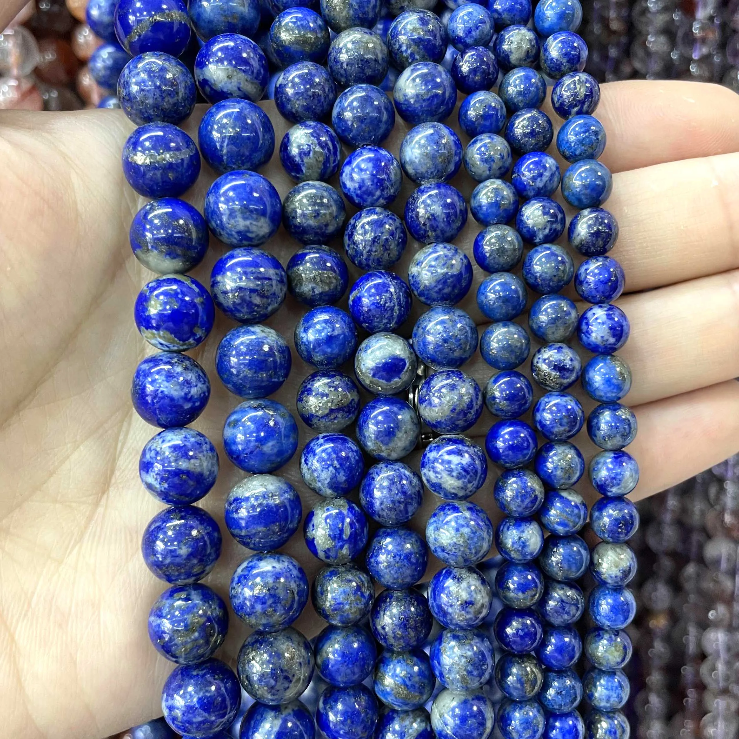 4 6 8 10 12MM Natural Lapis Lazuli Stone Round Loose Beads DIY Bracelet Necklace For Jewelry Making Charms Accessories