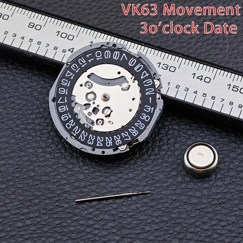 Movimiento de cuarzo VK63A VK63, fecha a las 3 en punto, cronógrafo, movimiento de reloj con batería para reloj de cuarzo VK SERIES VK63A VK63