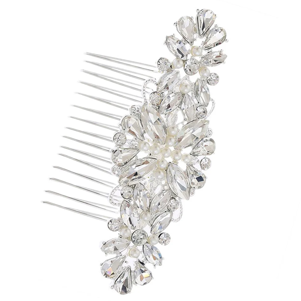

1Pcs Bridal Hair Comb Alloy Rhinestone Pearl Inlaid Elegant Wedding Party Headwear Ornament Rhinestone Hair Comb