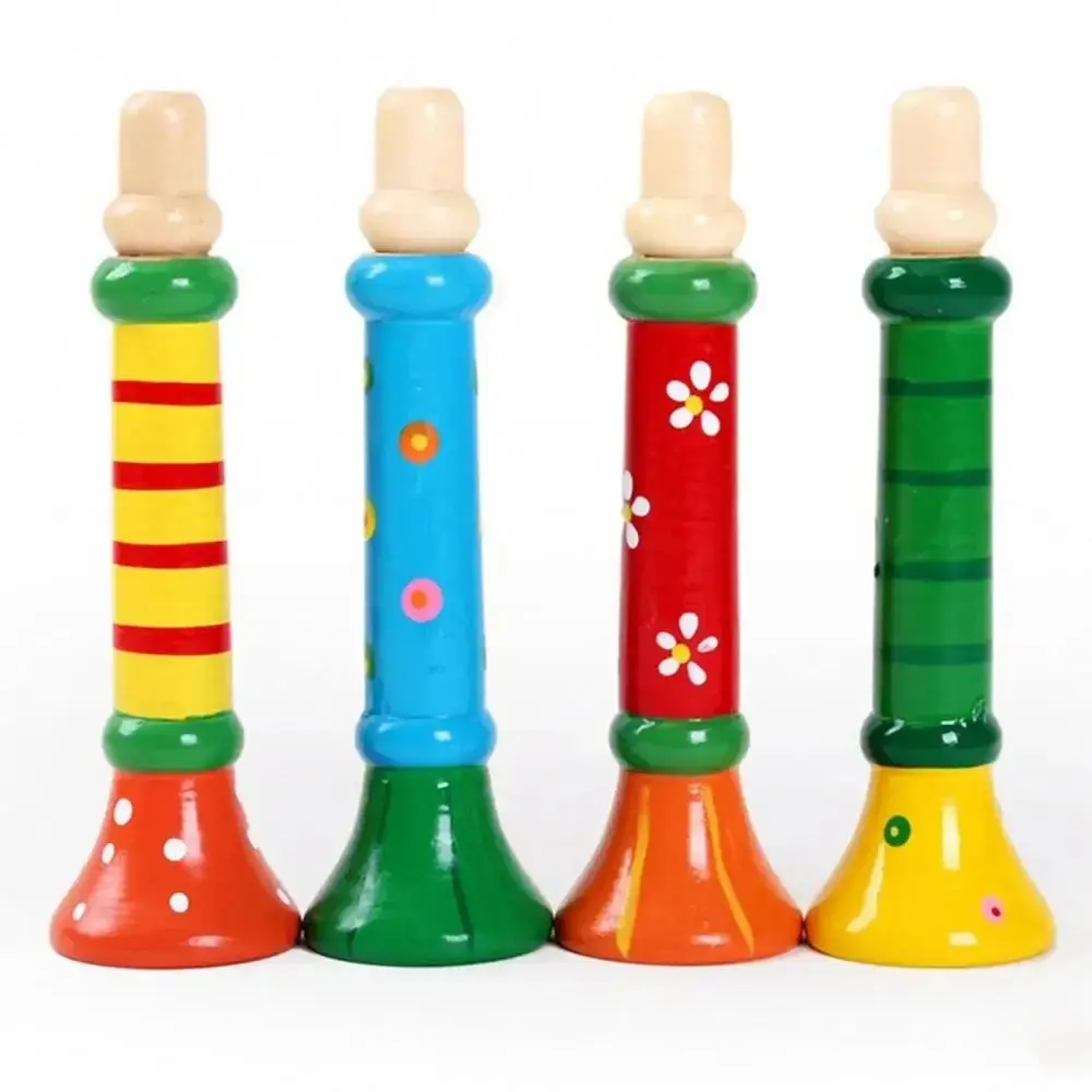 Montessori Wooden Trumpet Sound Training Games Random Color Children Horn Cartoon Early Educational Children's Whistles