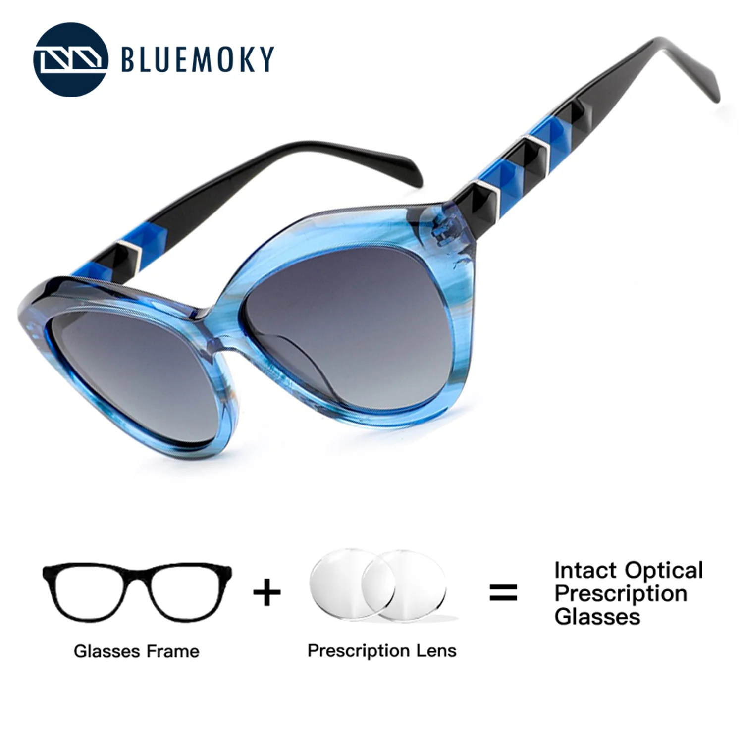 BLUEMOKY Cat Eye Polarized Minus Prescription Sunglasses Custom For Female UV400 Protection Graduated Woman Eyeglasses